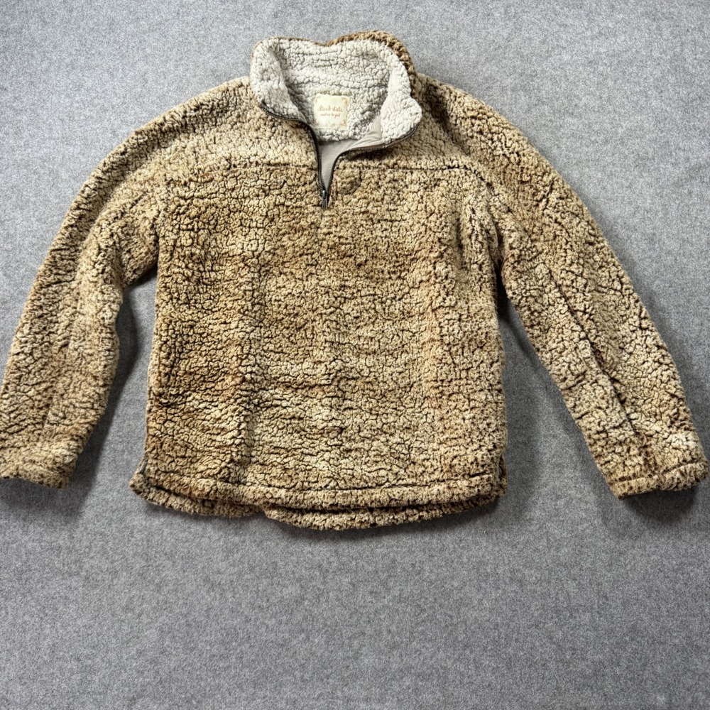 Altar'd State Womens Brown Bear Sherpa Pullover L Brown Fuzzy Quarter Zip